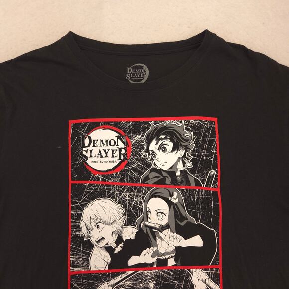 Demon Slayer Anime Short Sleeve Crew Neck Graphic T-Shirt Mens Size 2XL Black - Picture 1 of 9